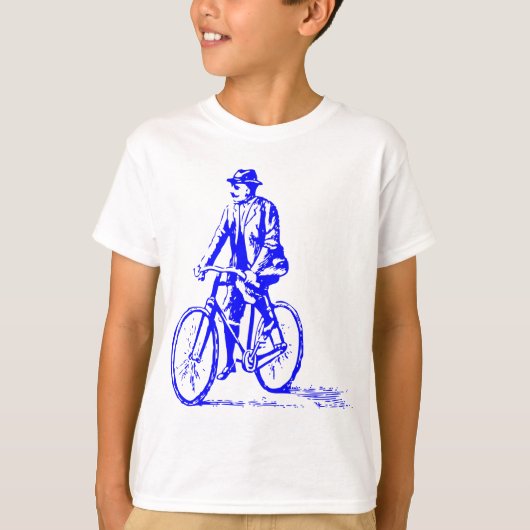 Man op een bike - blauw t-shirt (Voorkant)