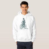 Man op een bike - donkergroen hoodie (Voorkant volledig)