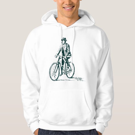 Man op een bike - donkergroen hoodie (Voorkant)