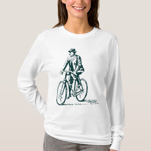 Man op een bike - donkergroen t-shirt (Voorkant)