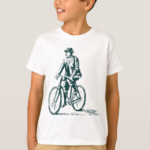Man op een bike - donkergroen t-shirt