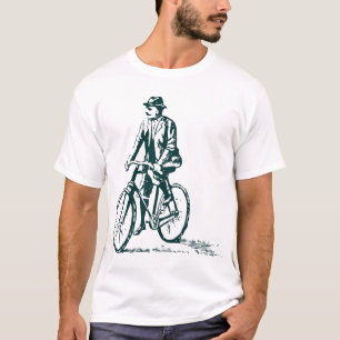 Man op een bike - donkergroen t-shirt