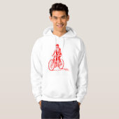 Man op een bike - rood hoodie (Voorkant volledig)