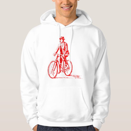 Man op een bike - rood hoodie (Voorkant)