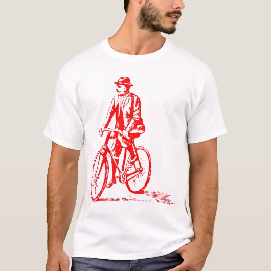 Man op een bike - rood t-shirt (Voorkant)