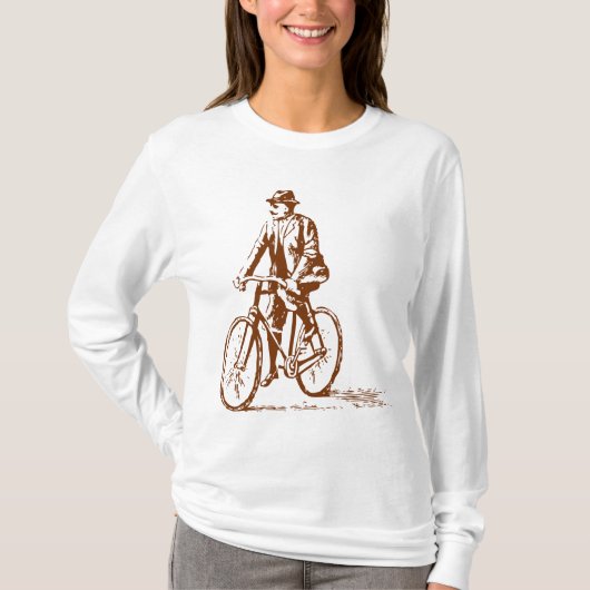 Man op een bike - Walnut Brown T-shirt (Voorkant)