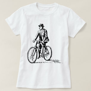 Man op een bike - zwart t-shirt