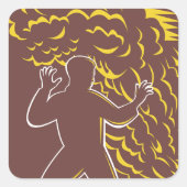 Man op een brandpleister vierkante sticker (Voorkant)