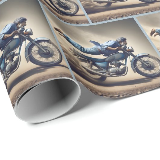 Man op een crossmotor cadeaupapier (Rol Hoek)