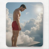 Man op een duikplank in de wolken muismat (Voorkant)