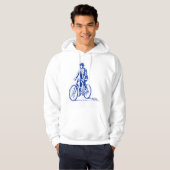 Man op een fiets - marine hoodie (Voorkant volledig)