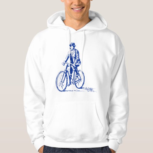 Man op een fiets - marine hoodie (Voorkant)
