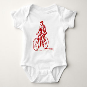 Man op een fiets - Robijn Rood Romper