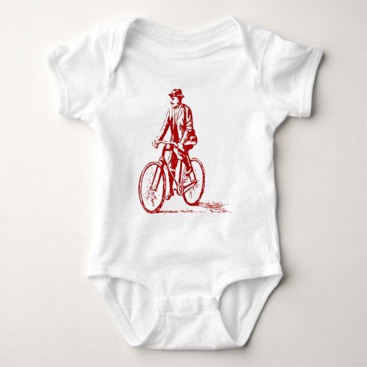 Man op een fiets - Robijn Rood Romper (Voorkant)