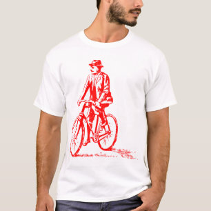 Man op een fiets - Rood T-shirt