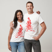 Man op een fiets - Rood T-shirt (Unisex)