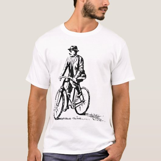 Man op een fiets - Zwart T-shirt (Voorkant)