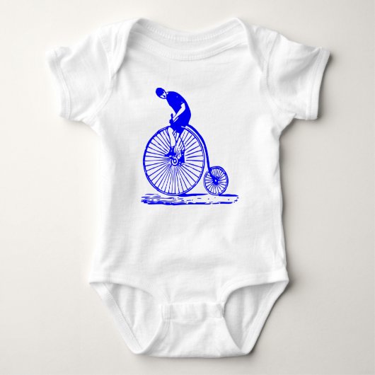 Man op een Penny Farthing - Blauw Romper (Voorkant)