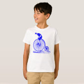 Man op een Penny Farthing - Blauw T-shirt (Voorkant volledig)