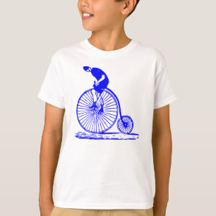 Man op een Penny Farthing - Blauw T-shirt