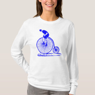 Man op een Penny Farthing - Blauw T-shirt