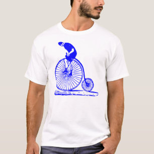 Man op een Penny Farthing - Blauw T-shirt