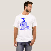 Man op een Penny Farthing - Blauw T-shirt (Voorkant volledig)