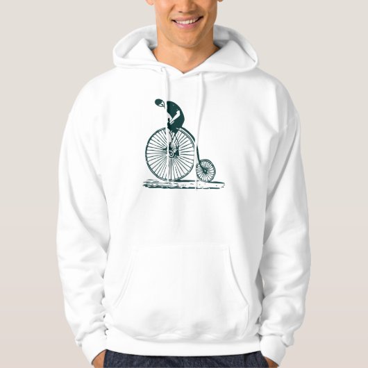 Man op een Penny Farthing - Donkergroen Hoodie (Voorkant)