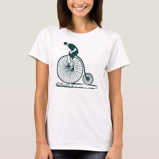 Man op een Penny Farthing - Donkergroen T-shirt (Voorkant)