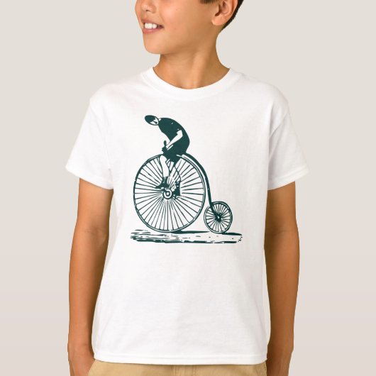 Man op een Penny Farthing - Donkergroen T-shirt (Voorkant)