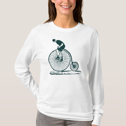 Man op een Penny Farthing - Donkergroen T-shirt (Voorkant)