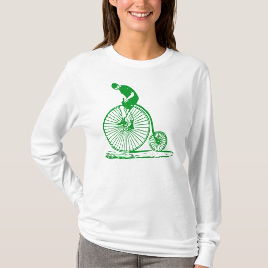 Man op een Penny Farthing - Grass Green T-shirt (Voorkant)