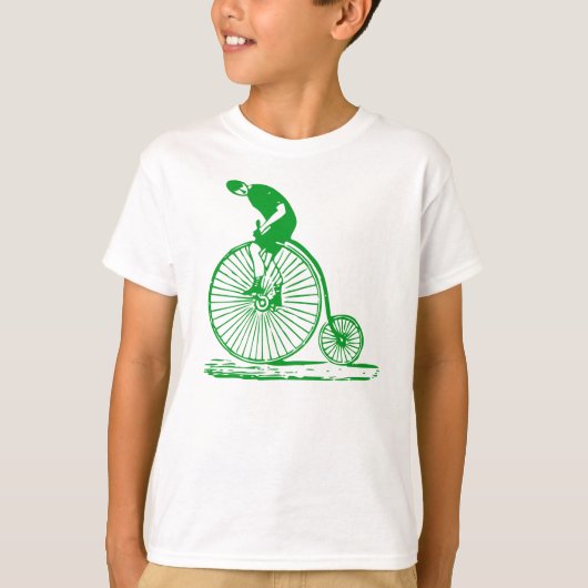 Man op een Penny Farthing - Grass Green T-shirt (Voorkant)