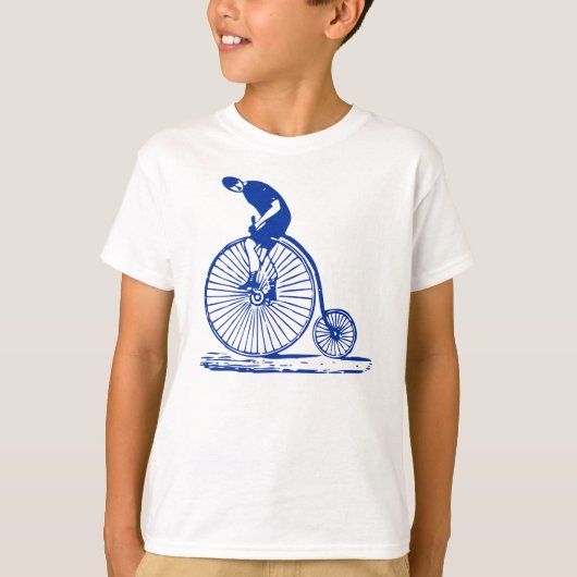 Man op een Penny Farthing - marine T-shirt (Voorkant)
