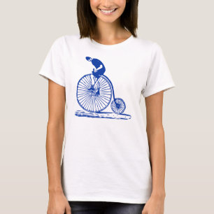 Man op een Penny Farthing - marine T-shirt
