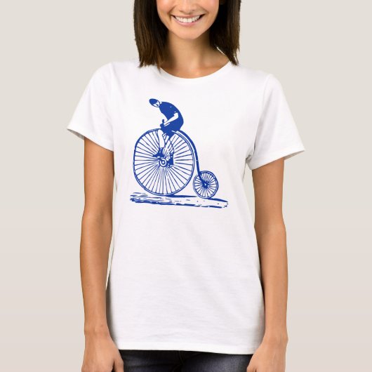 Man op een Penny Farthing - marine T-shirt (Voorkant)
