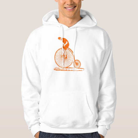 Man op een Penny Farthing - Oranje Hoodie (Voorkant)