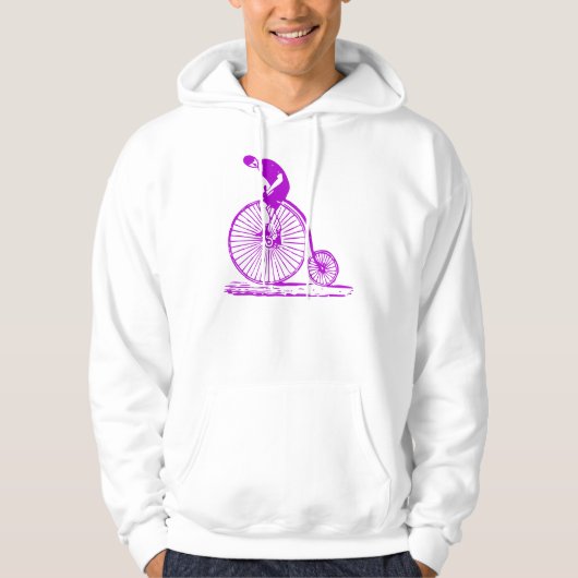 Man op een Penny Farthing - Paars Hoodie (Voorkant)