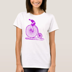 Man op een Penny Farthing - Paars T-shirt