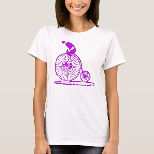 Man op een Penny Farthing - Paars T-shirt (Voorkant)