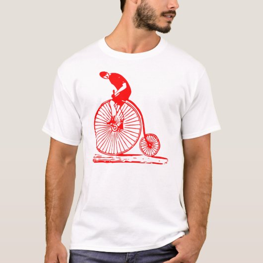 Man op een Penny Farthing - Red T-shirt (Voorkant)