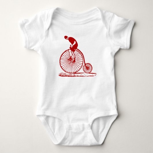Man op een Penny Farthing - Robijnrood Romper (Voorkant)