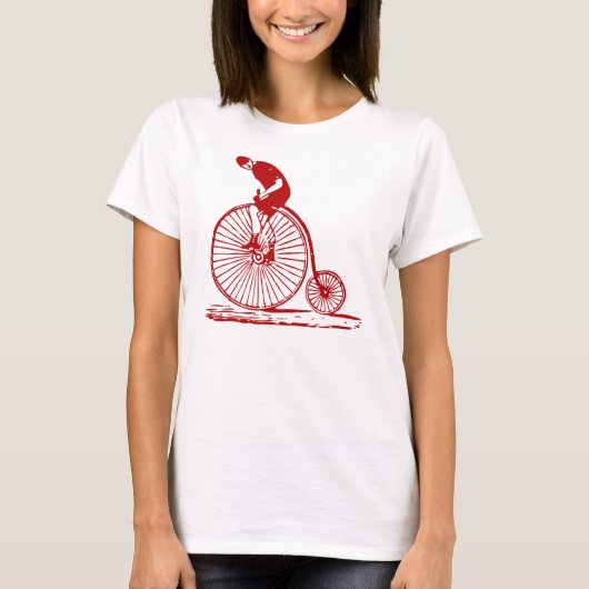 Man op een Penny Farthing - Ruby Red T-shirt (Voorkant)