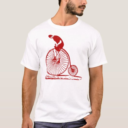 Man op een Penny Farthing - Ruby Red T-shirt (Voorkant)