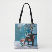 Man op een stoel onderwater met drijvende bodem tote bag (Voorkant)