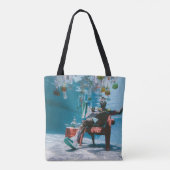Man op een stoel onderwater met drijvende bodem tote bag (Achterkant)