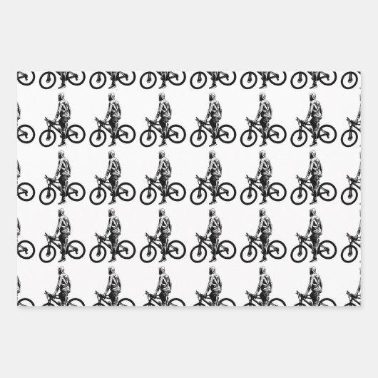 Man op fiets grafisch motiefpatroon inpakpapier vel (Voorkant)