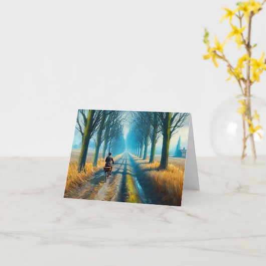 Man op Fiets Kaart (Gele Bloem)