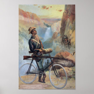 Man op fiets, Yellowstone National Park Poster