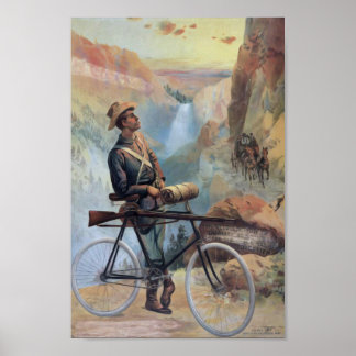 Man op fiets, Yellowstone National Park  Poster